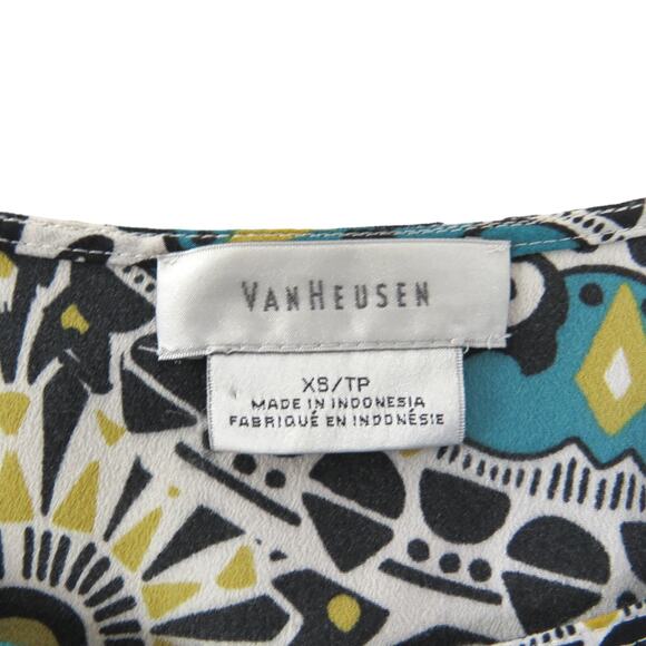 Van Heusen Blue Geometric Bohemian Sleeveless Top Extra Small - Picture 3 of 7